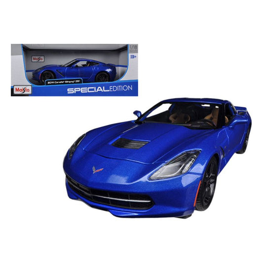 2014 Chevrolet Corvette Stingray C7 Z51 Blue Metallic 1/18 Diecast Model Car by Maisto