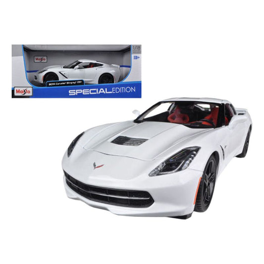 2014 Chevrolet Corvette Stingray C7 Z51 White 1/18 Diecast Model Car by Maisto