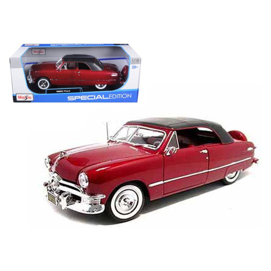 1950 Ford Soft Top Red 1/18 Diecast Model Car by Maisto