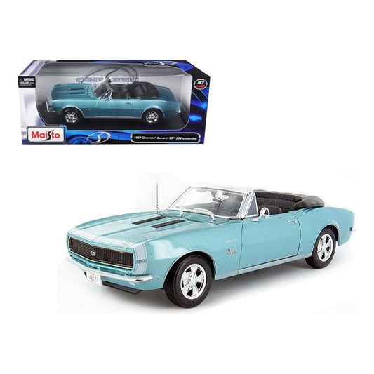 1967 Chevrolet Camaro SS 396 Convertible Turquoise 1/18 Diecast Model Car by Maisto