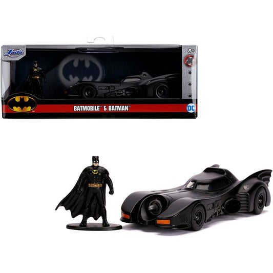 1989 Batmobile with Diecast Batman Figurine "Batman" (1989) Movie "DC Comics" "Hollywood Rides" Series 1/32 Diecast Model Car by Jada