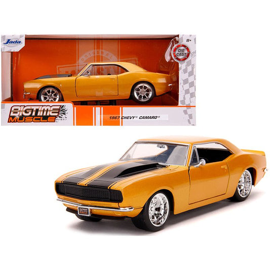 1967 Chevrolet Camaro Orange Metallic with Black Stripes "Bigtime Muscle" 1/24 Diecast Model Car by Jada