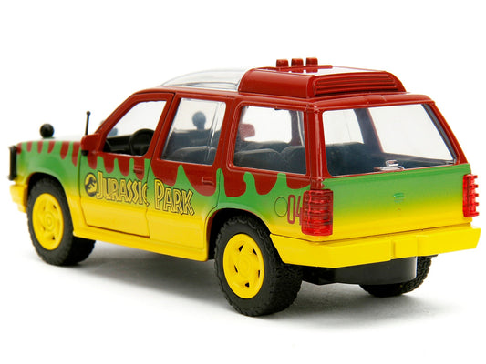 Ford Explorer Red and Yellow with Green Graphics "Jurassic Park" (1993) Movie 30th Anniversary "Hollywood Rides" Series 1/32 Diecast Model Car by Jada