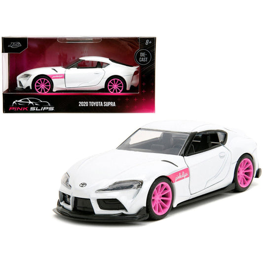 2020 Toyota Supra White Metallic with Pink Wheels "Pink Slips" Series 1/32 Diecast Model Car by Jada