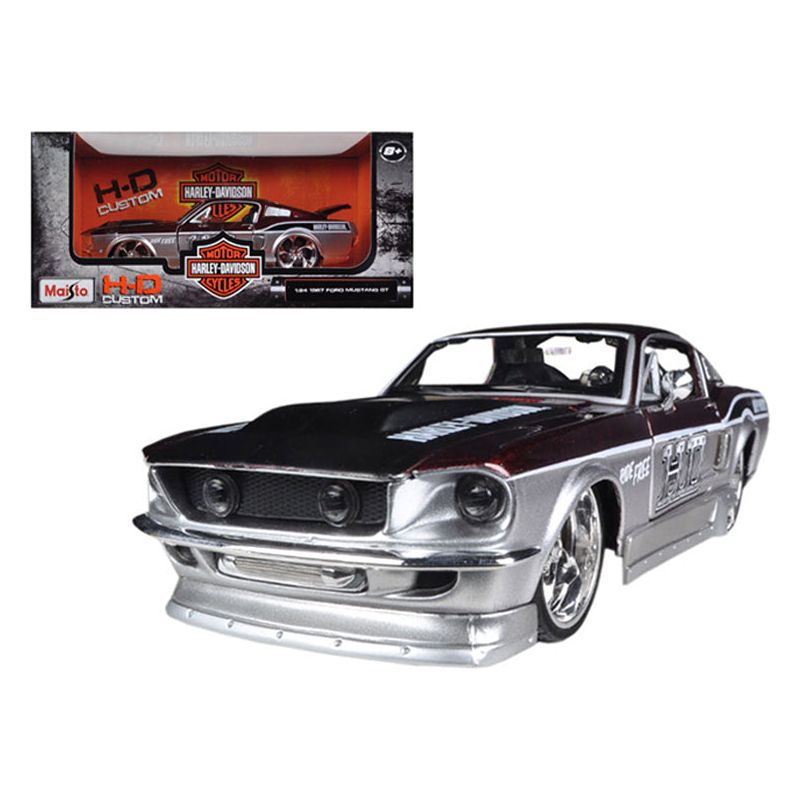 1967 Ford Mustang GT Red and Silver "Harley Davidson" 1/24 Diecast Model Car by Maisto