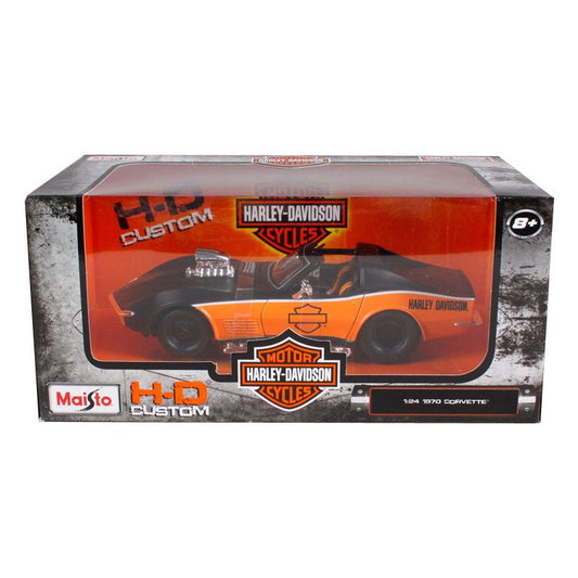 1970 Chevrolet Corvette Harley Davidson Black/Orange 1/24 Diecast Model Car by Maisto