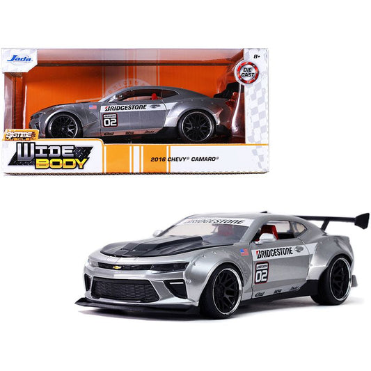 2016 Chevrolet Camaro Widebody #02 "Bridgestone" Silver "Bigtime Muscle" 1/24 Diecast Model Car by Jada