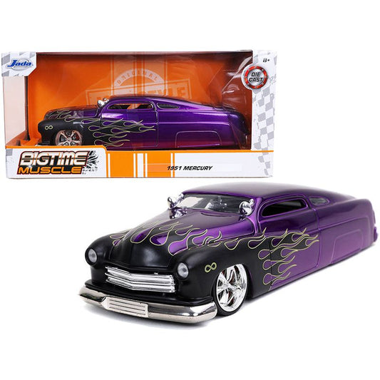 1951 Mercury Purple with Black Flames "Bigtime Muscle" 1/24 Diecast Model Car by Jada