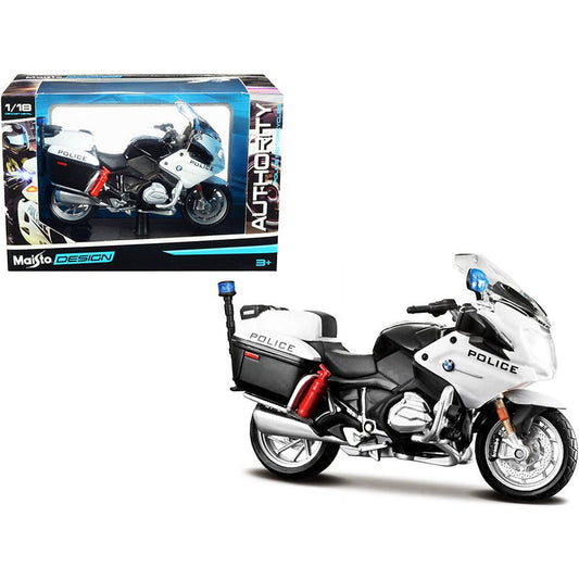 BMW R1200RT "U.S. Police" White "Authority Police Motorcycles" Series with Plastic Display Stand 1/18 Diecast Motorcycle Model by Maisto