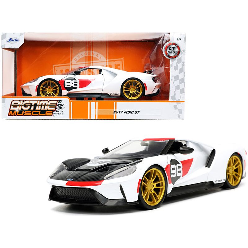 2021 Ford Gt #98 White "Heritage Edition" "Bigtime Muscle" Series 1/24 Diecast Model Car by Jada