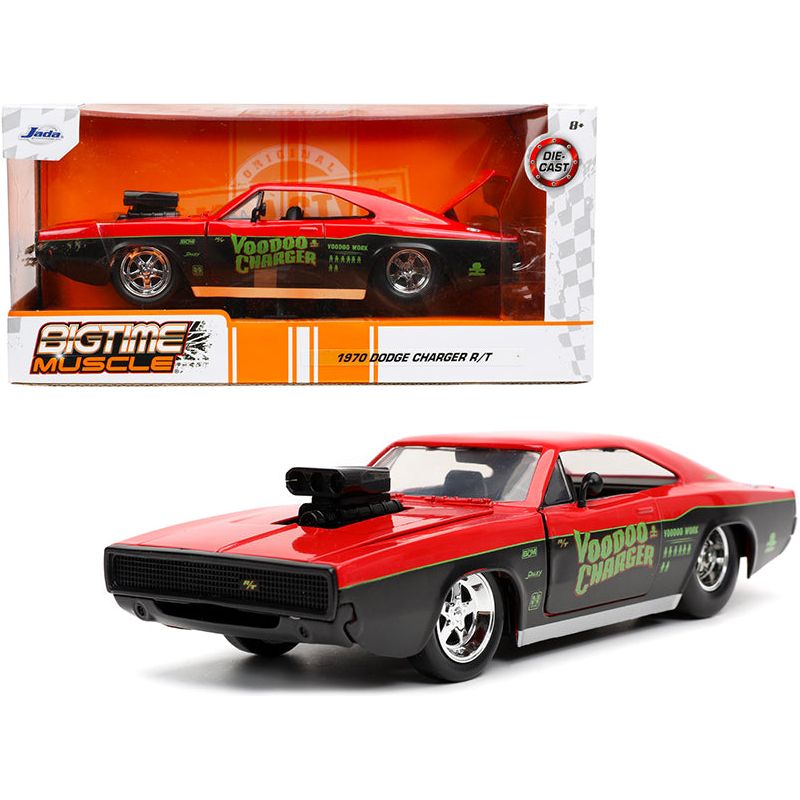 1970 Dodge Charger R/T "Voodoo Charger" Red and Black "Bigtime Muscle" Series 1/24 Diecast Model Car by Jada