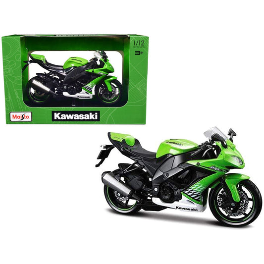 2010 Kawasaki Ninja ZX-10R Green with Plastic Display Stand 1/12 Diecast Motorcycle Model by Maisto