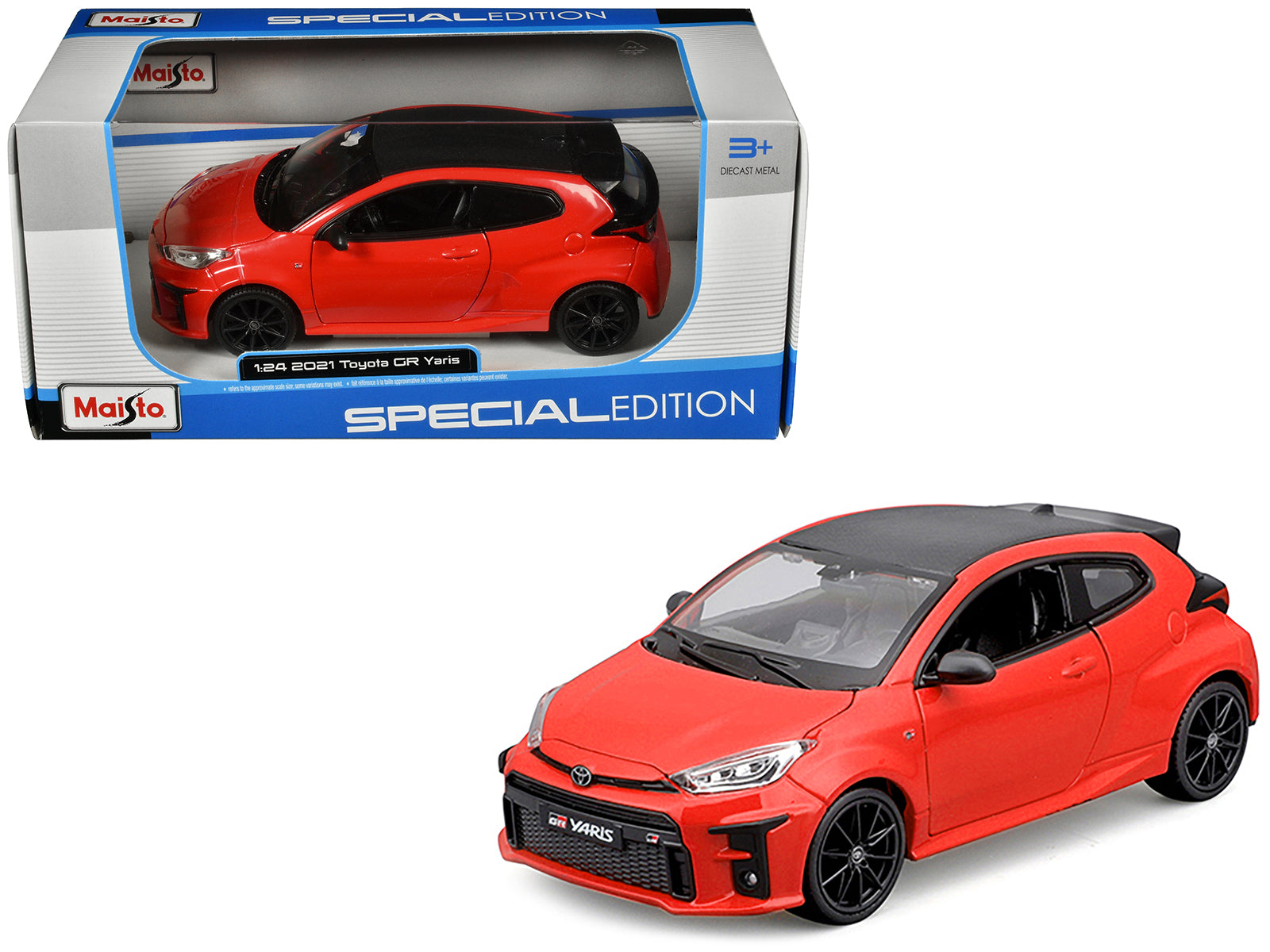 2021 Toyota GR Yaris Red with Carbon Top "Special Edition" Series 1/24 Diecast Model Car by Maisto