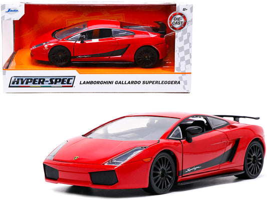 Lamborghini Gallardo Superleggera Red with Black Stripes "Hyper-Spec" Series 1/24 Diecast Model Car by Jada