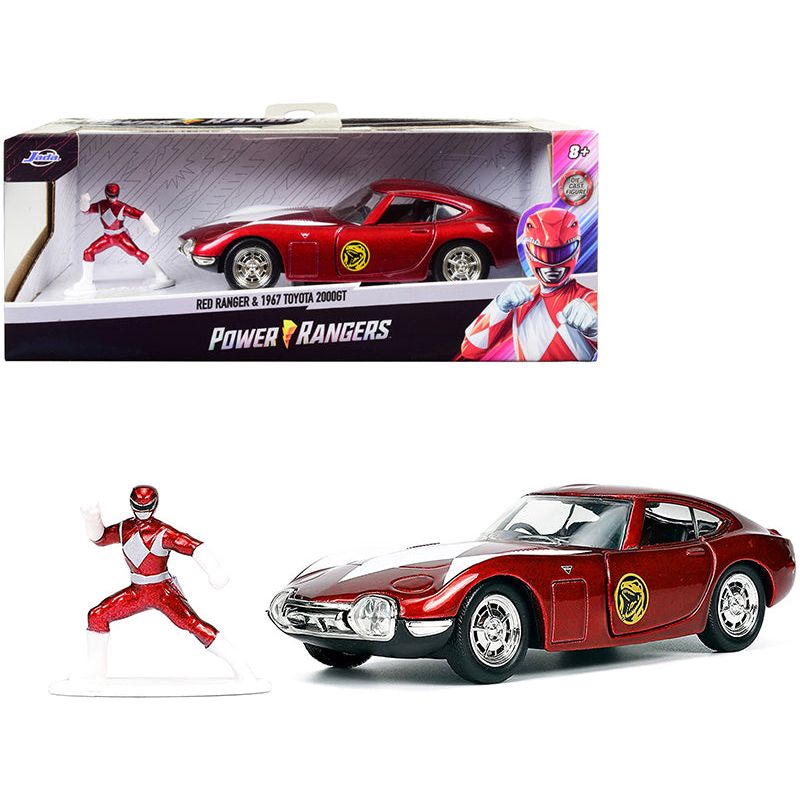 1967 Toyota 2000GT RHD (Right Hand Drive) Red Metallic and Red Ranger Diecast Figurine "Power Rangers" "Hollywood Rides" Series 1/32 Diecast Model Car by Jada