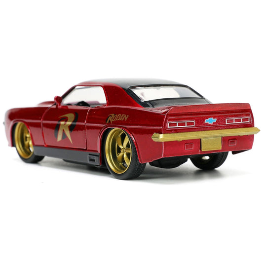 1969 Chevrolet Camaro Dark Red Metallic with Black Top and Robin Diecast Figure "Batman" "Hollywood Rides" Series 1/32 Diecast Model Car by Jada