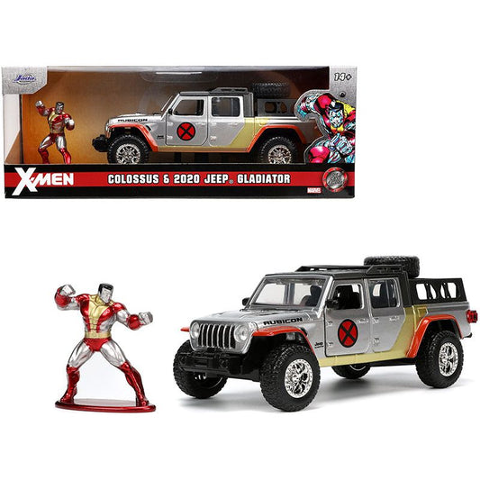 2020 Jeep Gladiator Pickup Truck Silver and Colossus Diecast Figurine "X-Men" Marvel "Hollywood Rides" Series 1/32 Diecast Model Car by Jada