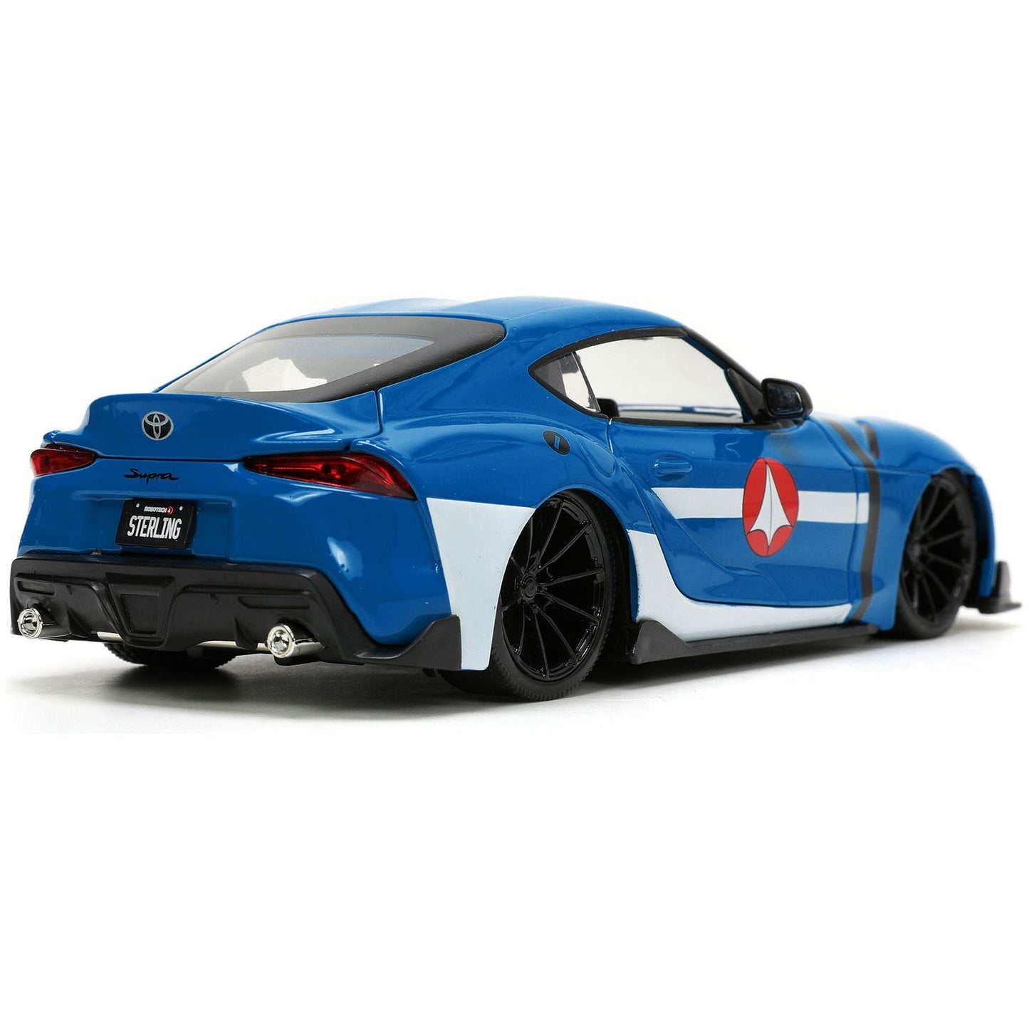 2020 Toyota Supra Blue with Graphics and Max Sterling Diecast Figurine "Robotech" "Hollywood Rides" Series 1/24 Diecast Model Car by Jada