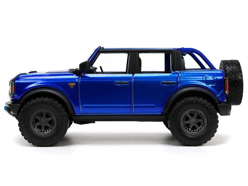 2021 Ford Bronco Open-Top Candy Blue Metallic with Extra Wheels "Just Trucks" Series 1/24 Diecast Model Car by Jada