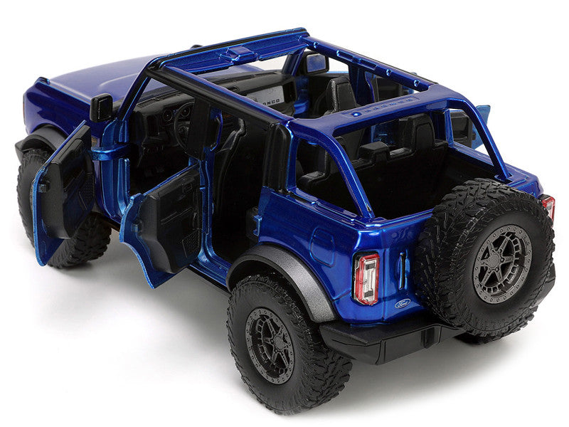 2021 Ford Bronco Open-Top Candy Blue Metallic with Extra Wheels "Just Trucks" Series 1/24 Diecast Model Car by Jada