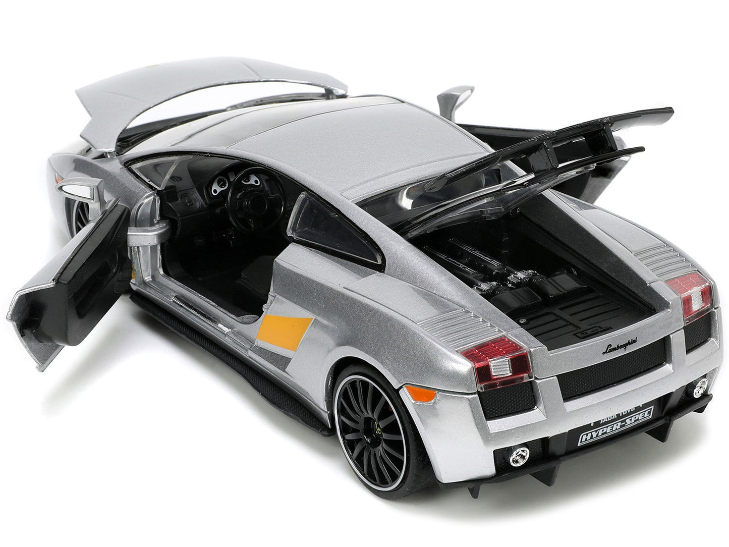 Lamborghini Gallardo Superleggera Silver Metallic with Yellow Stripes "Hyper-Spec" Series 1/24 Diecast Model Car by Jada