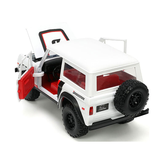 1973 Ford Bronco #008 White with Red and Black Stripes and Red Interior with Extra Wheels "Just Trucks" Series 1/24 Diecast Model Car by Jada