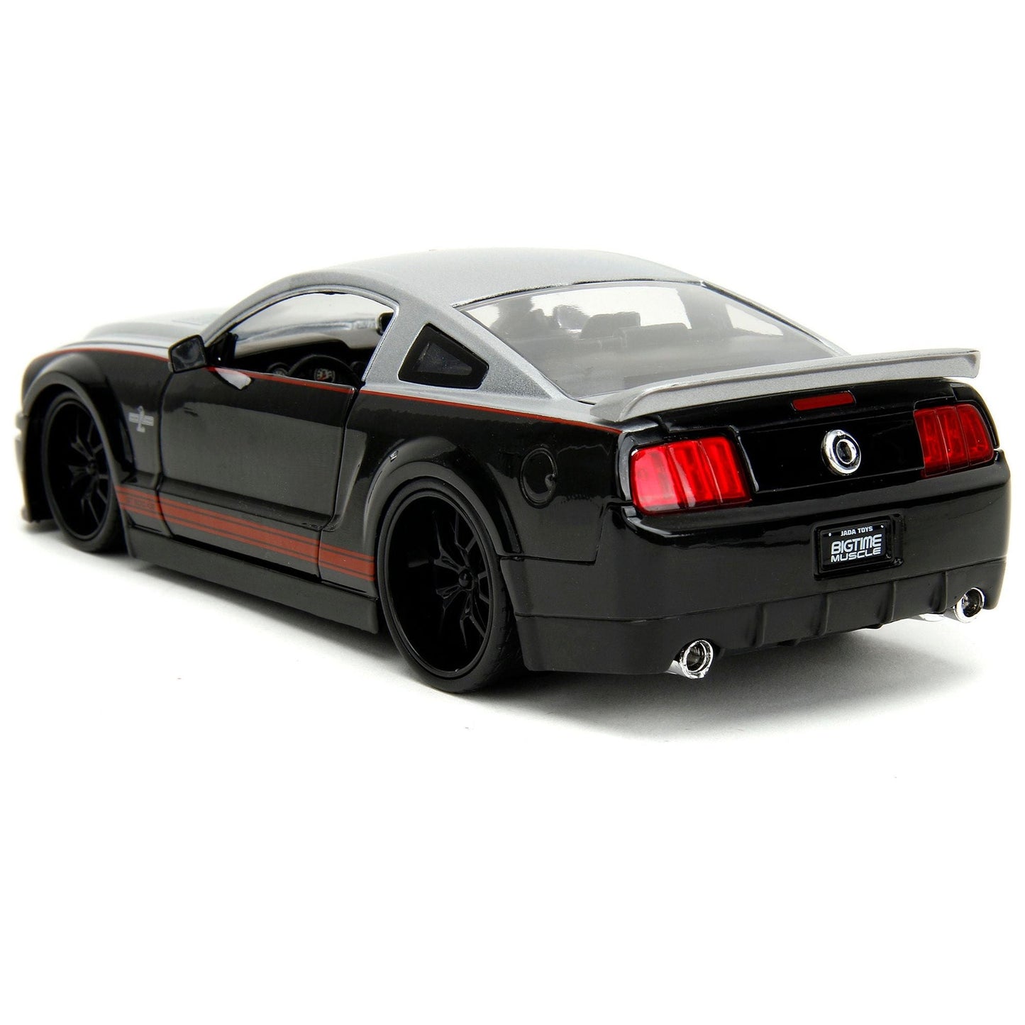 2008 Ford Shelby Mustang GT-500KR Silver and Black with Red Stripes "Bigtime Muscle" Series 1/24 Diecast Model Car by Jada