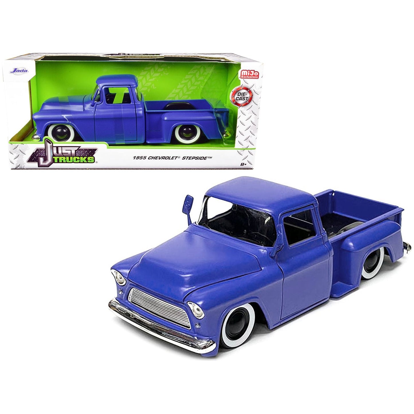 1955 Chevrolet Stepside Pickup Truck Matt Blue "Just Trucks" Series 1/24 Diecast Model Car by Jada