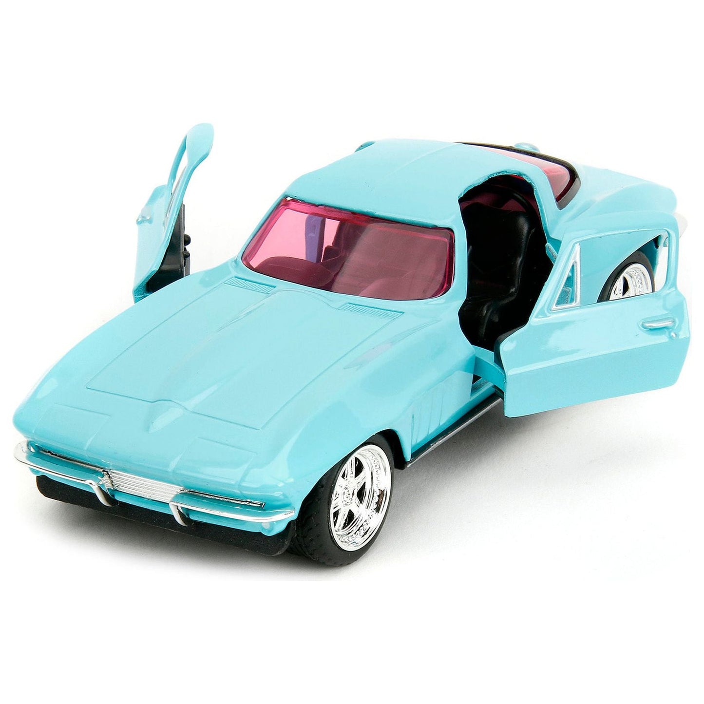 1966 Chevrolet Corvette Light Blue with Pink Tinted Windows "Pink Slips" Series 1/32 Diecast Model Car by Jada