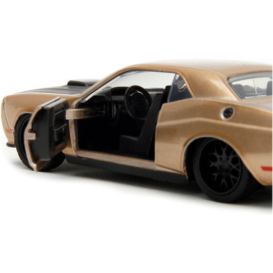 2012 Dodge Challenger SRT8 Gold Metallic with Black Hood "Pink Slips" Series 1/32 Diecast Model Car by Jada