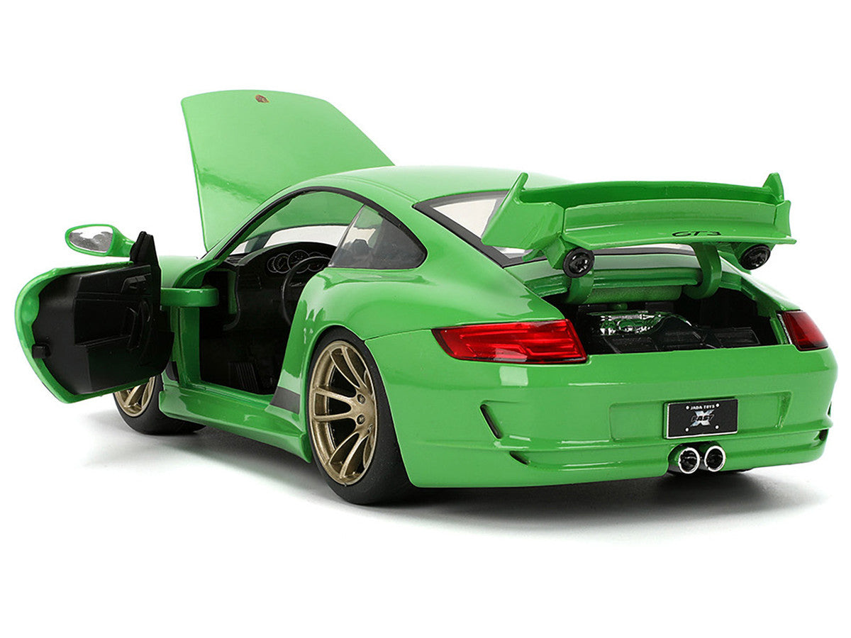 Porsche 911 GT3 (997) Green with Black Accents "Fast X" (2023) Movie "Fast & Furious" Series 1/24 Diecast Model Car by Jada