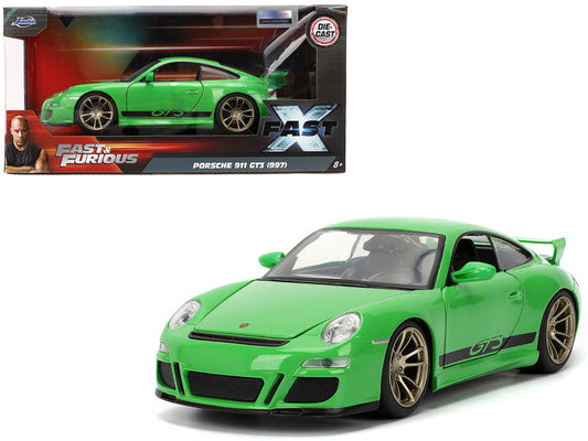 Porsche 911 GT3 (997) Green with Black Accents "Fast X" (2023) Movie "Fast & Furious" Series 1/24 Diecast Model Car by Jada