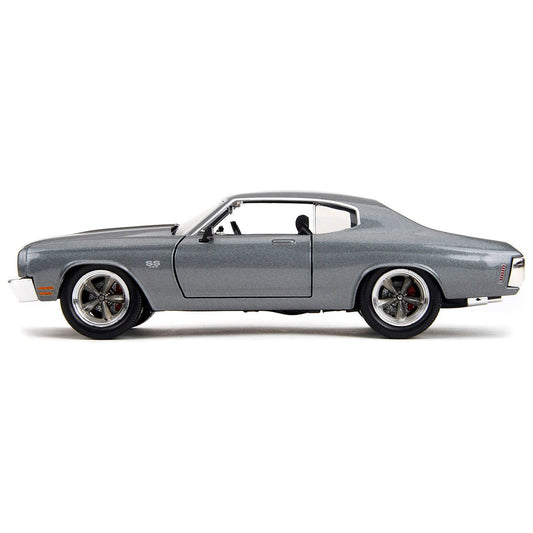 1970 Chevrolet Chevelle SS Gray Metallic with Black Stripes "Fast & Furious" (2009) Movie "Fast & Furious" Series 1/24 Diecast Model Car by Jada