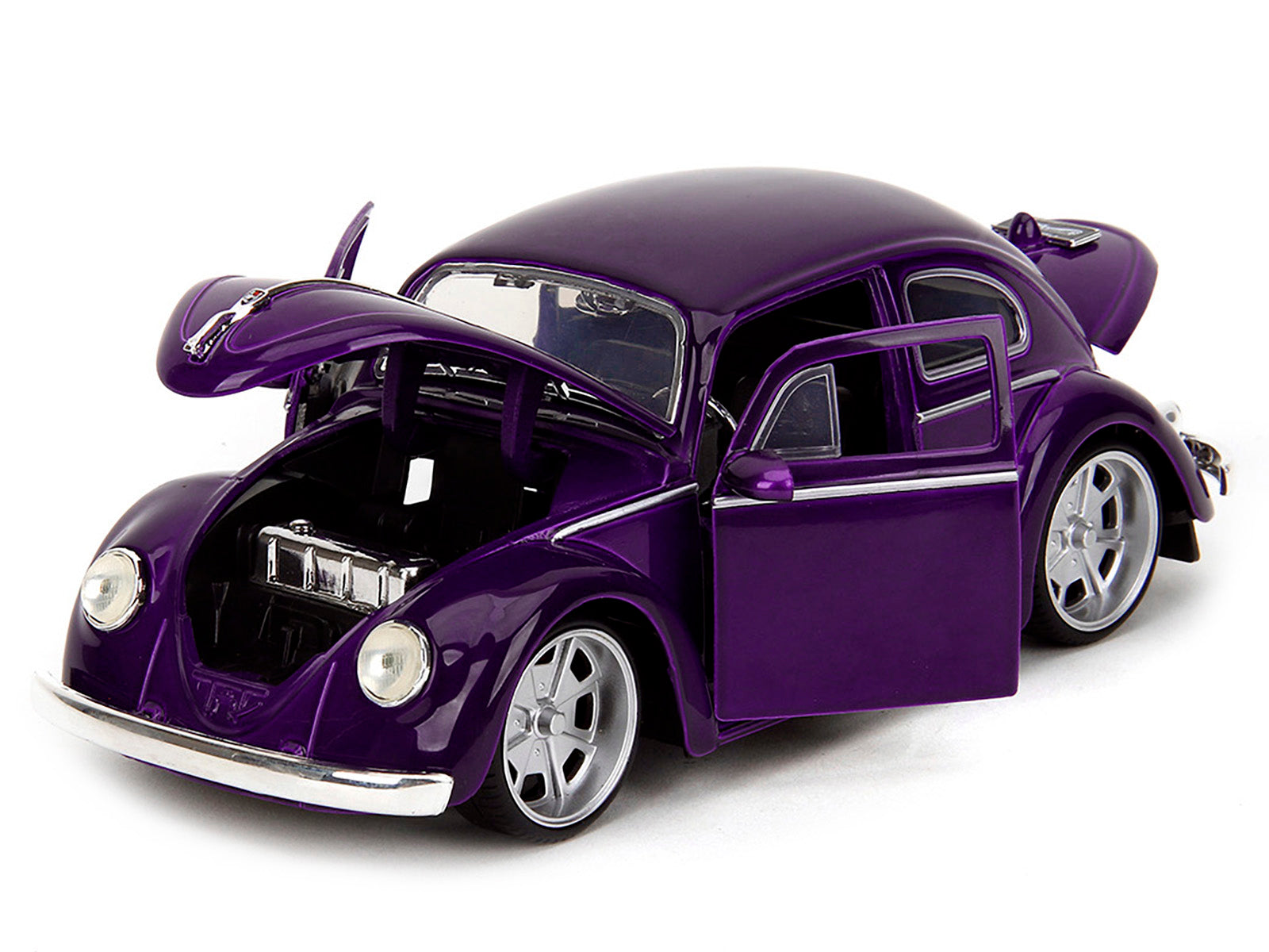 Volkswagen Beetle Purple Metallic and Wednesday Addams Diecast Figure "Wednesday" (2022) TV Series "Hollywood Rides" Series 1/24 Diecast Model Car by Jada