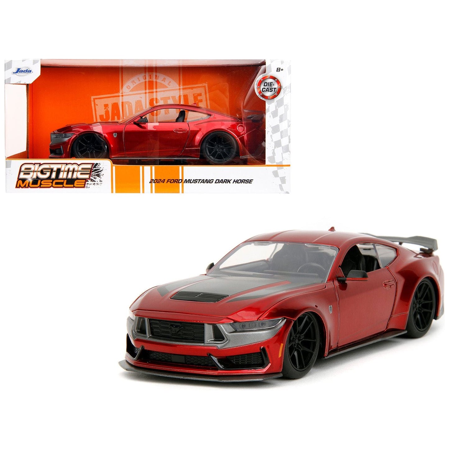 2024 Ford Mustang Dark House Candy Red with Gray Hood "Bigtime Muscle" Series 1/24 Diecast Model Car by Jada