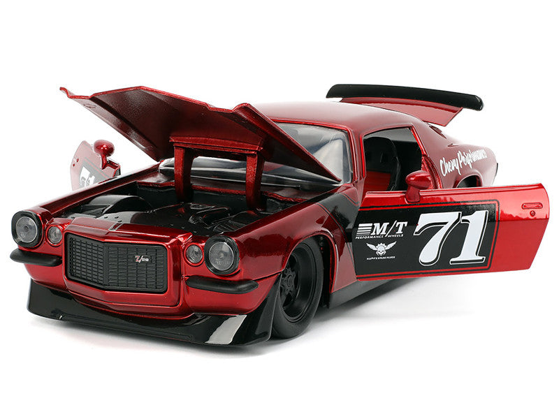 1971 Chevrolet Camaro #71 Red Metallic with Black Stripes "Bigtime Muscle" Series 1/24 Diecast Model Car by Jada