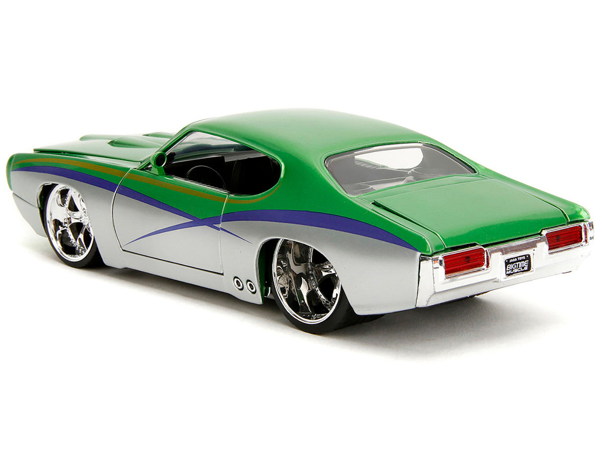 1969 Pontiac GTO Judge Green Metallic and Silver with Stripes "Bigtime Muscle" Series 1/24 Diecast Model Car by Jada