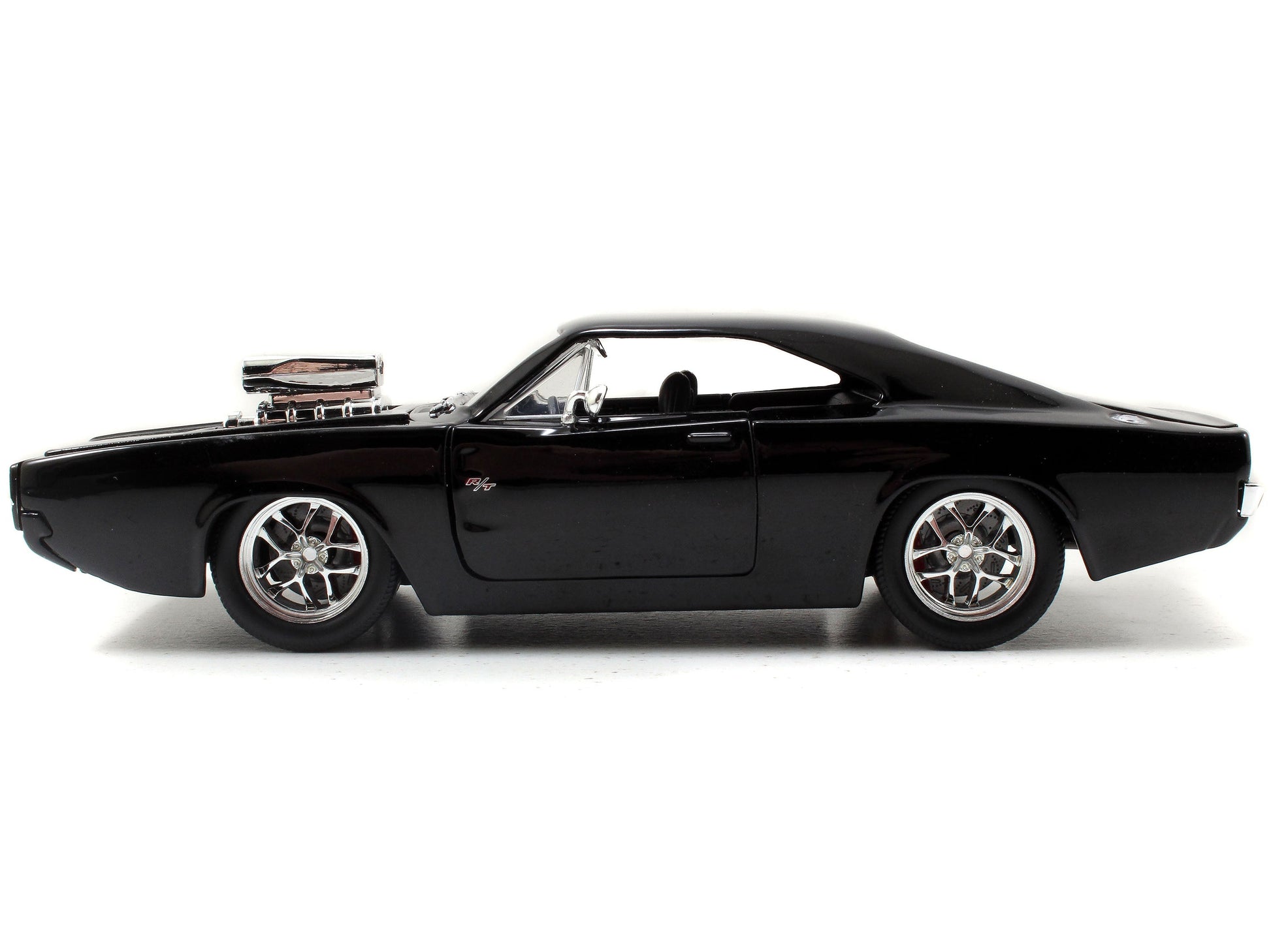 Model Kit Dodge Charger R/T Black and Dom Diecast Figure "Fast & Furious" Movie "Build N' Collect" Series 1/24 Diecast Model Car by Jada