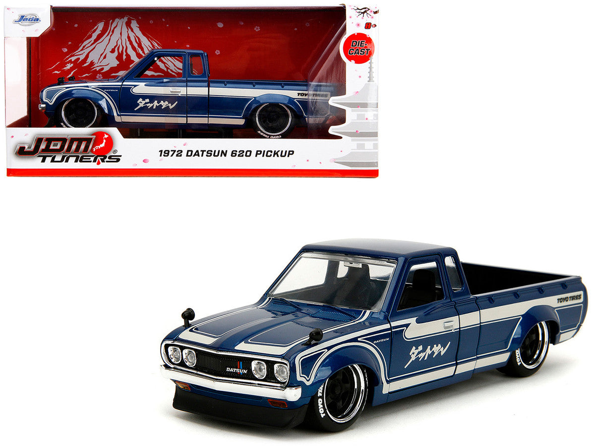 1972 Datsun 620 Pickup Truck Blue Metallic and Cream "JDM Tuners" Series 1/24 Diecast Model Car by Jada