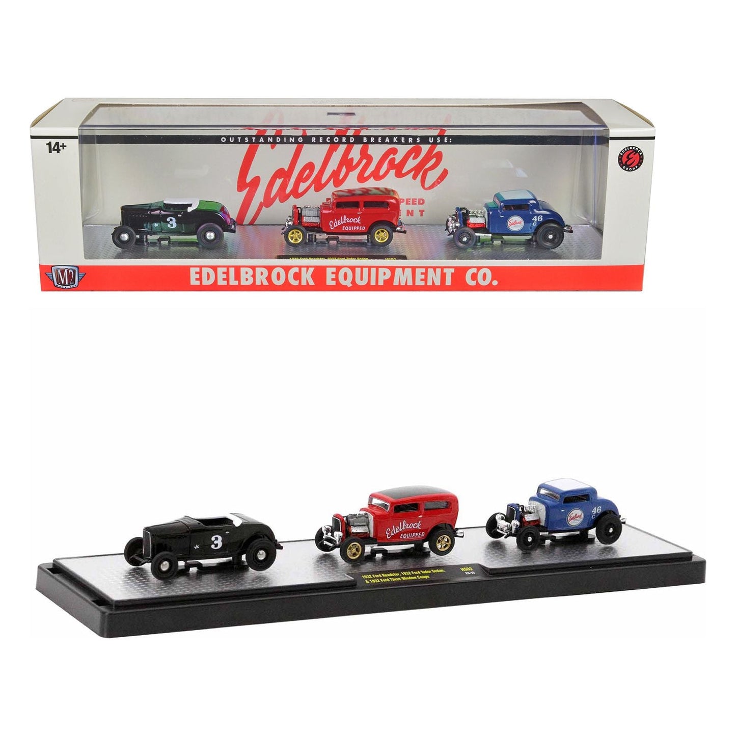 "Edelbrock Equipment Co." Set of 3 Pieces Limited Edition to 2750 pieces Worldwide 1/64 Diecast Models by M2 Machines