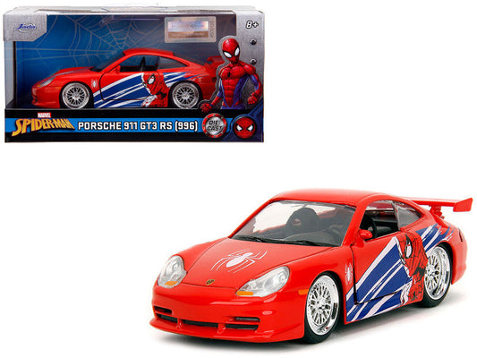 Porsche 911 GT3 RS (996) Red with Graphics "Marvel's Spider-Man" 1/32 Diecast Model Car by Jada