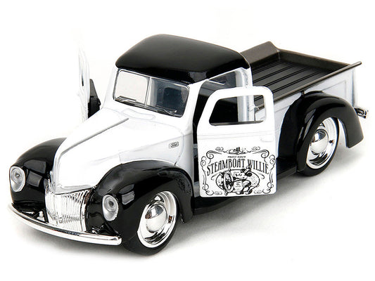 1941 Ford Pickup Truck "Mickey Mouse - Steamboat Willie" White and Black "Hollywood Rides" Series 1/32 Diecast Model Car by Jada