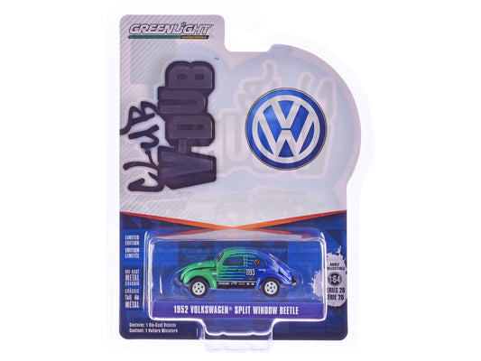 1952 Volkswagen Split Window Beetle #1193 "Falken Tire" Blue and Green "Club Vee-Dub" Series 20 1/64 Diecast Model Car by Greenlight