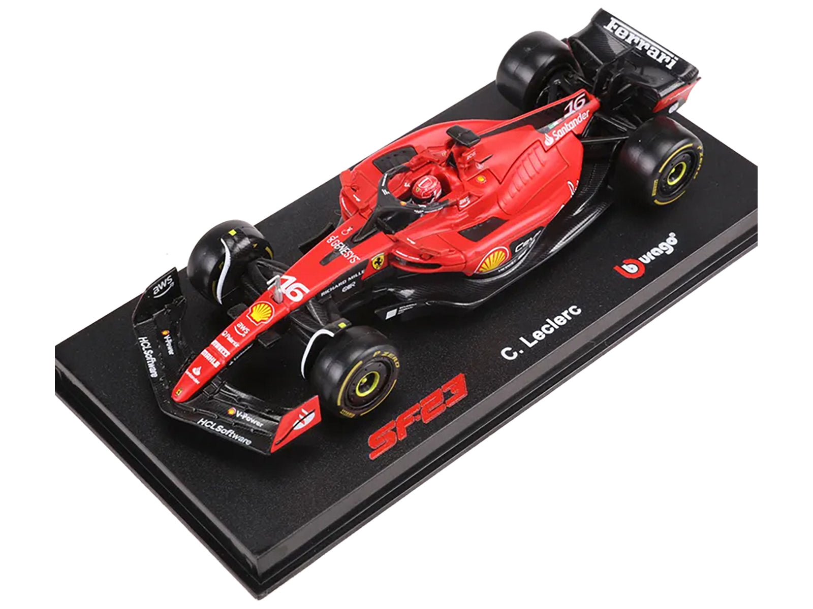 Ferrari SF-23 #16 Charles Leclerc "Formula One F1 World Championship" (2023) with Display Case "Formula Racing" Series 1/43 Diecast Model Car by Bburago