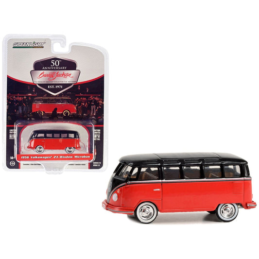 1956 Volkswagen 23 Window Microbus (Lot #1438.1) Barrett Jackson Red and Black with Tan Interior "Scottsdale Edition" Series 12 1/64 Diecast Model Car by Greenlight