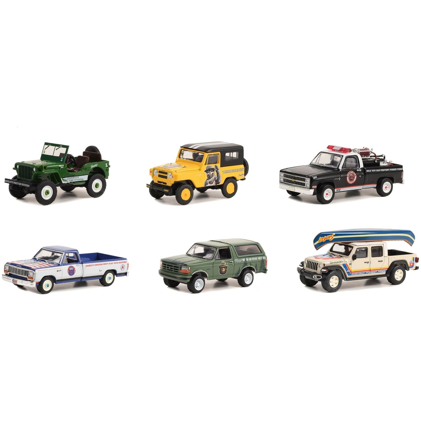 "Smokey Bear" Set of 6 Cars Series 2 1/64 Diecast Model Cars by Greenlight