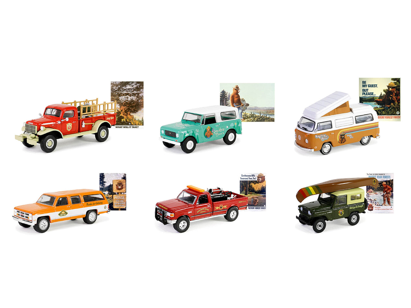 "Smokey Bear" Set of 6 Cars Series 3 1/64 Diecast Model Cars by Greenlight