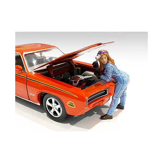 Retro Female Mechanic I Figurine for 1/18 Scale Models by American Diorama