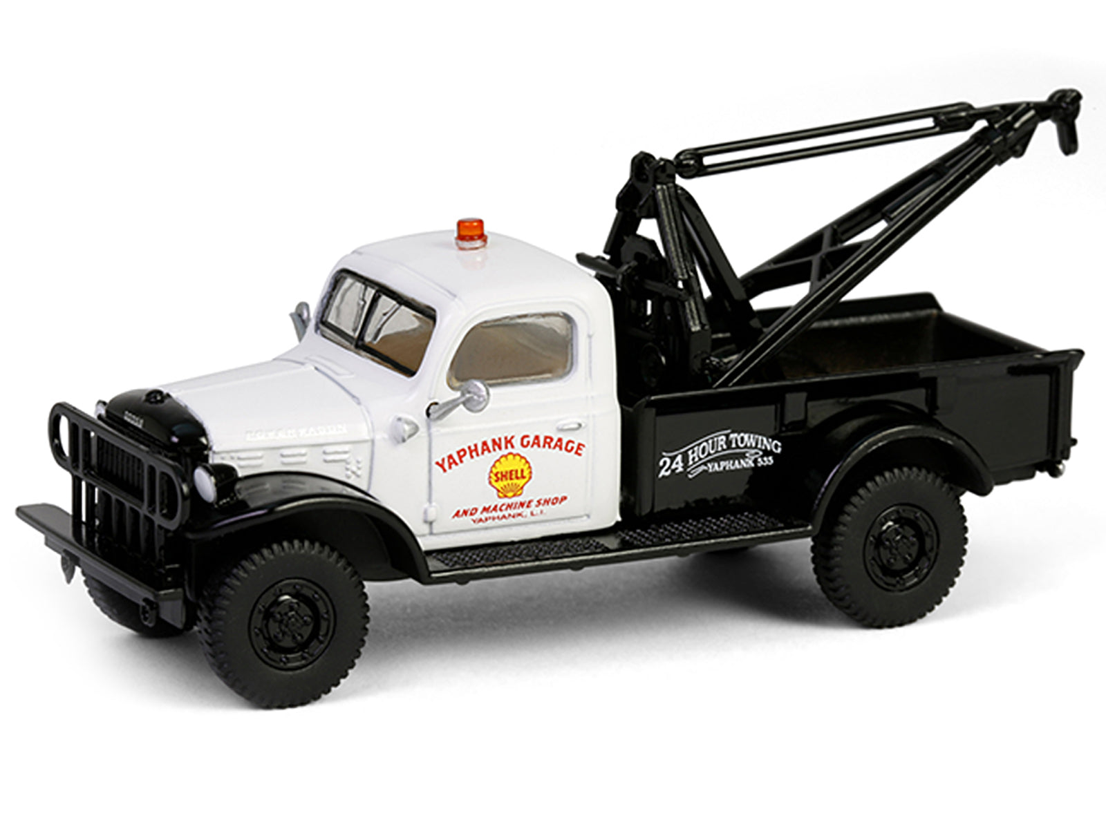 1945 Dodge Power Wagon Wrecker Tow Truck "Shell Oil" White and Black "Running on Empty" Series 17 1/64 Diecast Model Car by Greenlight