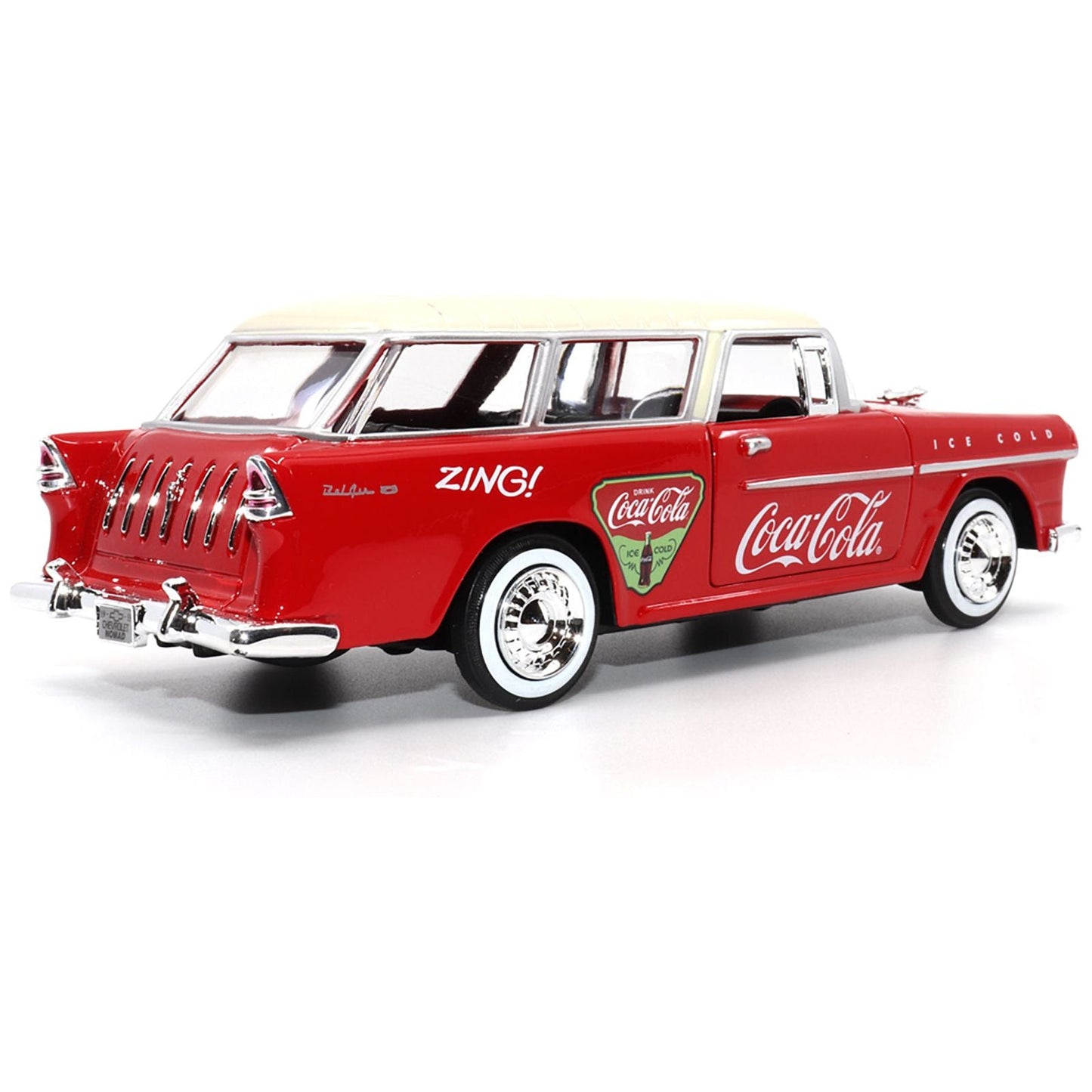 1955 Chevrolet Bel Air Nomad Red with White Top "Coca-Cola" 1/24 Diecast Model Car by Motor City Classics